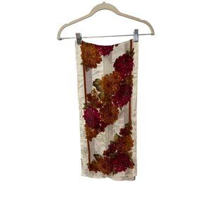 Oscar de la Renta Floral Scarf in Red and Green